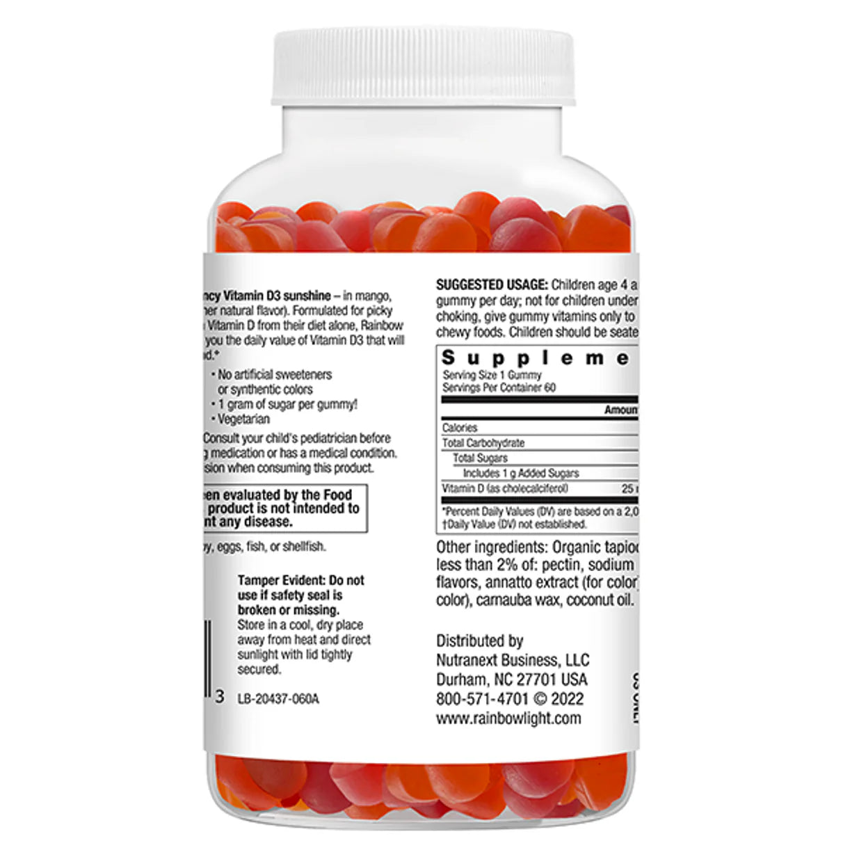 Kids Sunny Gummies Vitamin D3 1000 IU, 60 Vegetarian Gummies