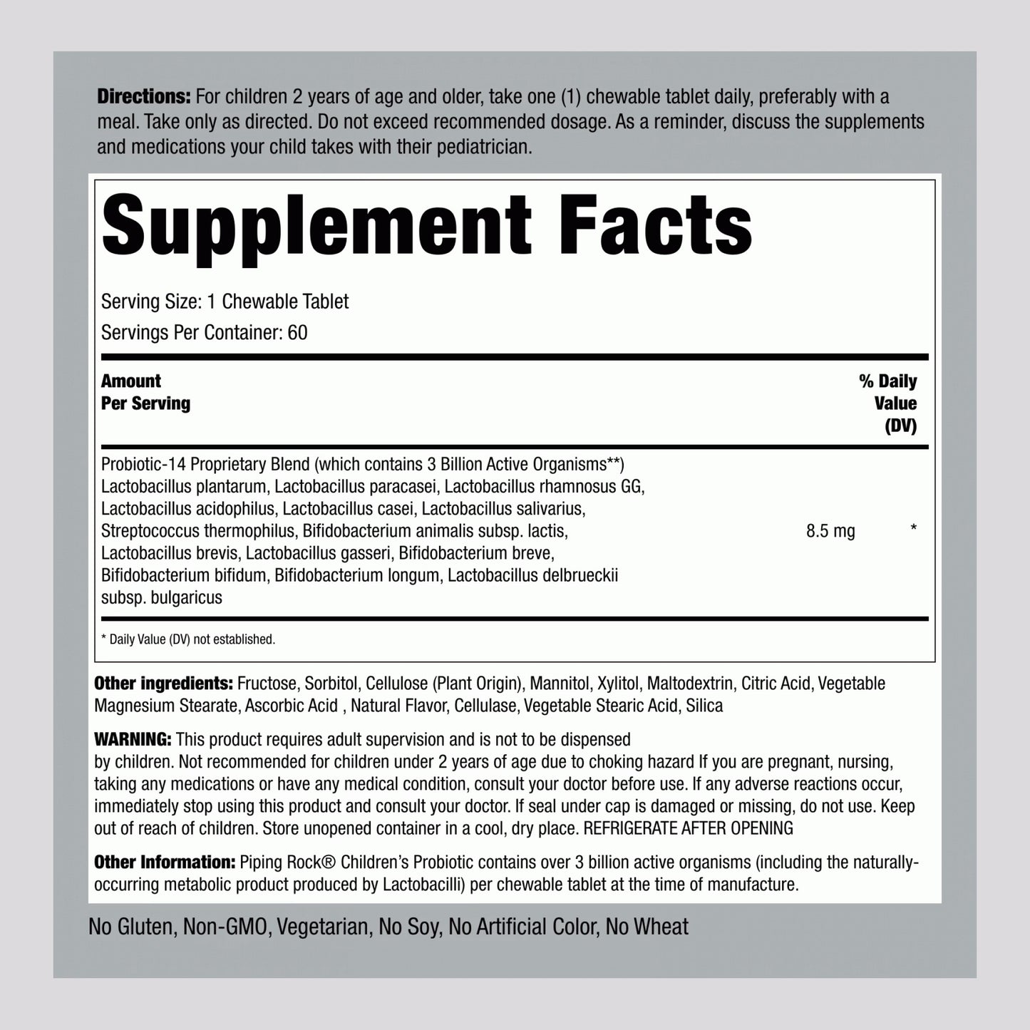 Children's Probiotic 14 Strains 3 Billion Organisms, 60 Chewable Tablets