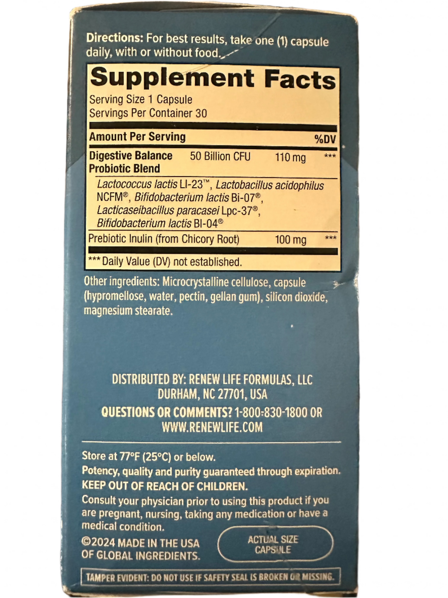 Digestive Probiotic 50 Billion, 30 Vegetarian Capsules