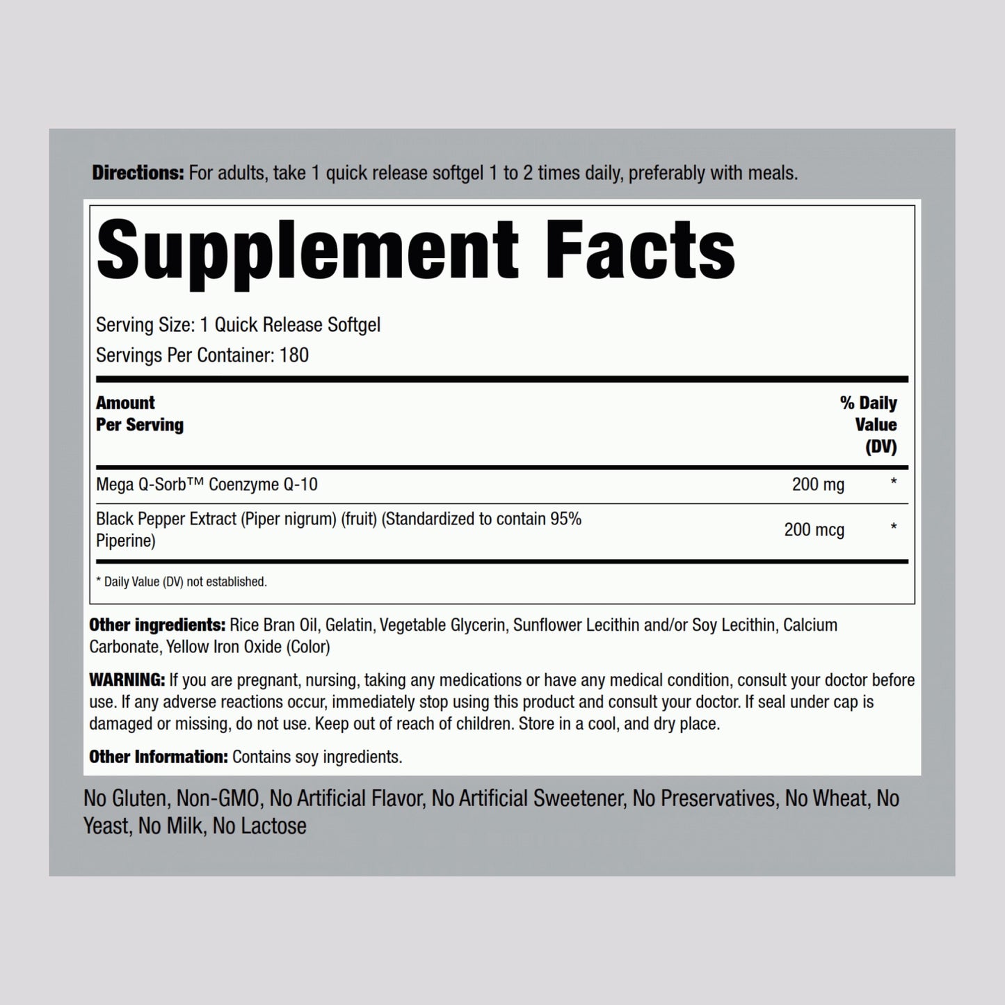 CoQ10, 200 mg, 180 Quick Release Softgels