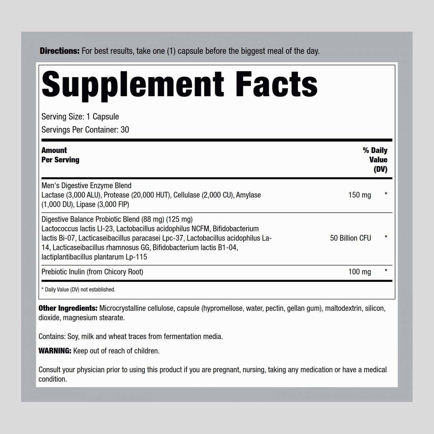 Men’s Probiotic 50 Billion, 30 Vegetarian Capsules