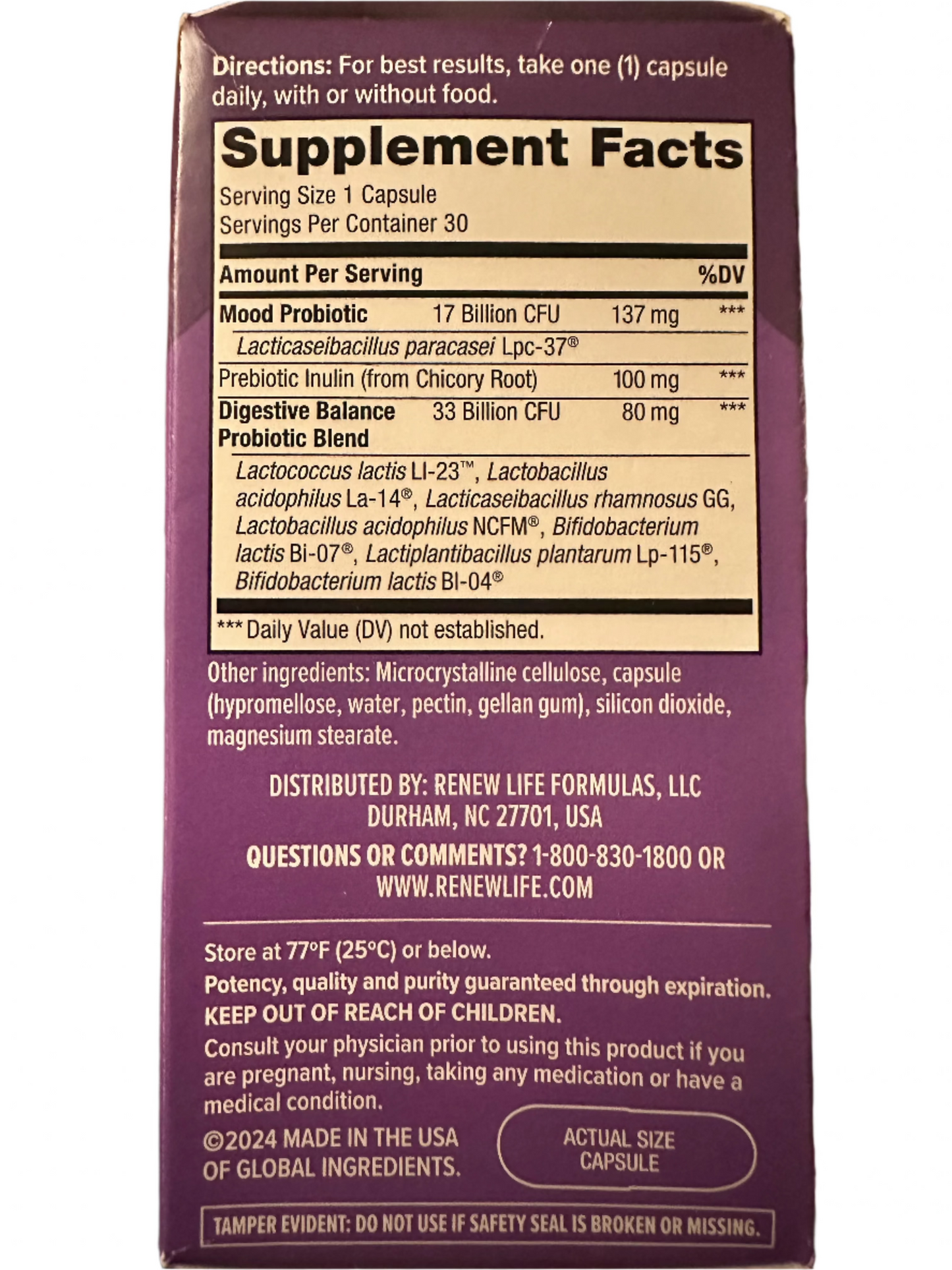 Mood Probiotic 50 Billion, 30 Vegetarian Capsules