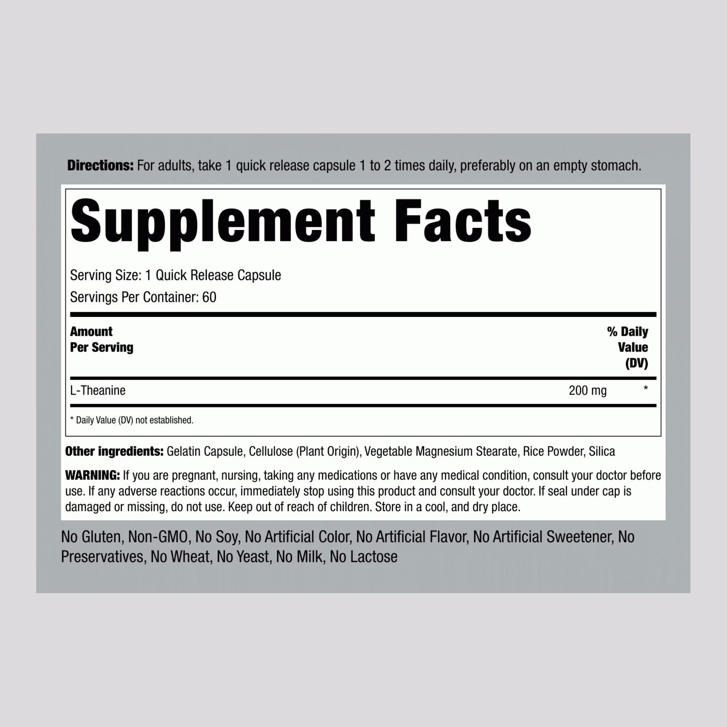 L-Theanine, 200 mg, 60 Quick Release Capsules