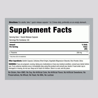 L-Theanine, 200 mg, 60 Quick Release Capsules
