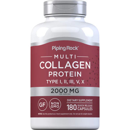 Multi Collagen Protein (Types I, II, III, V, X), 2000 mg (per serving), 180 Quick Release Capsules