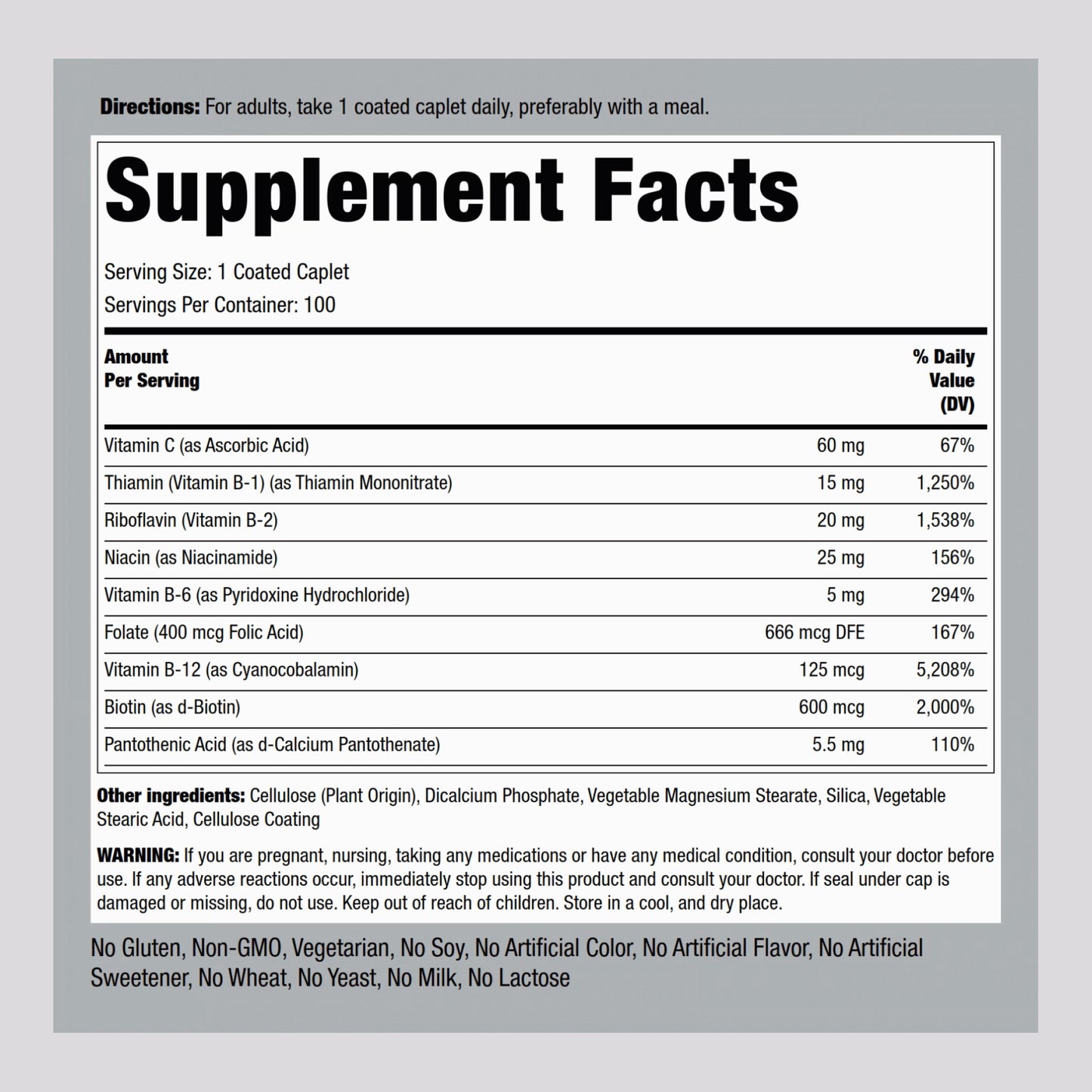 B-Complex plus Vitamin C Timed Release, 100 Coated Caplets