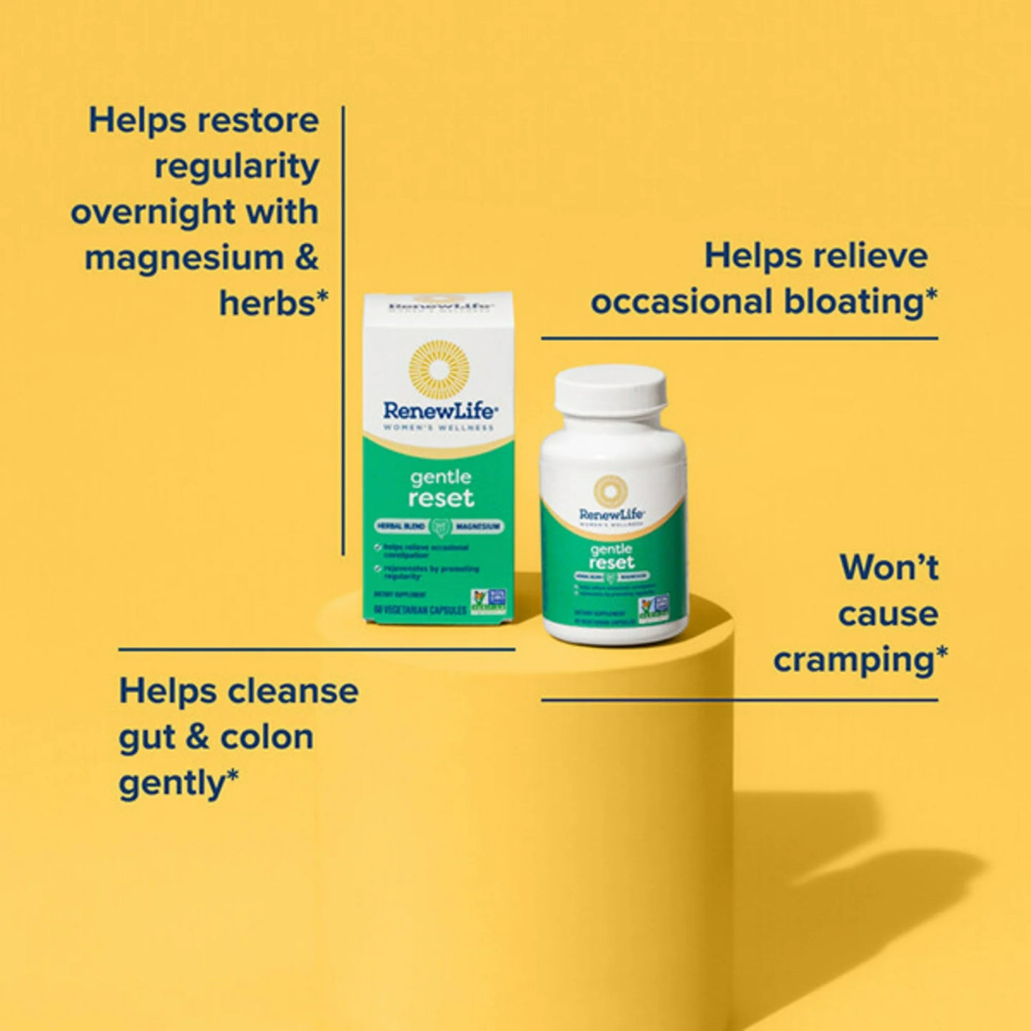 Renew Life Gentle Reset, Herbal Blend and Magnesium Capsules, 30 Count