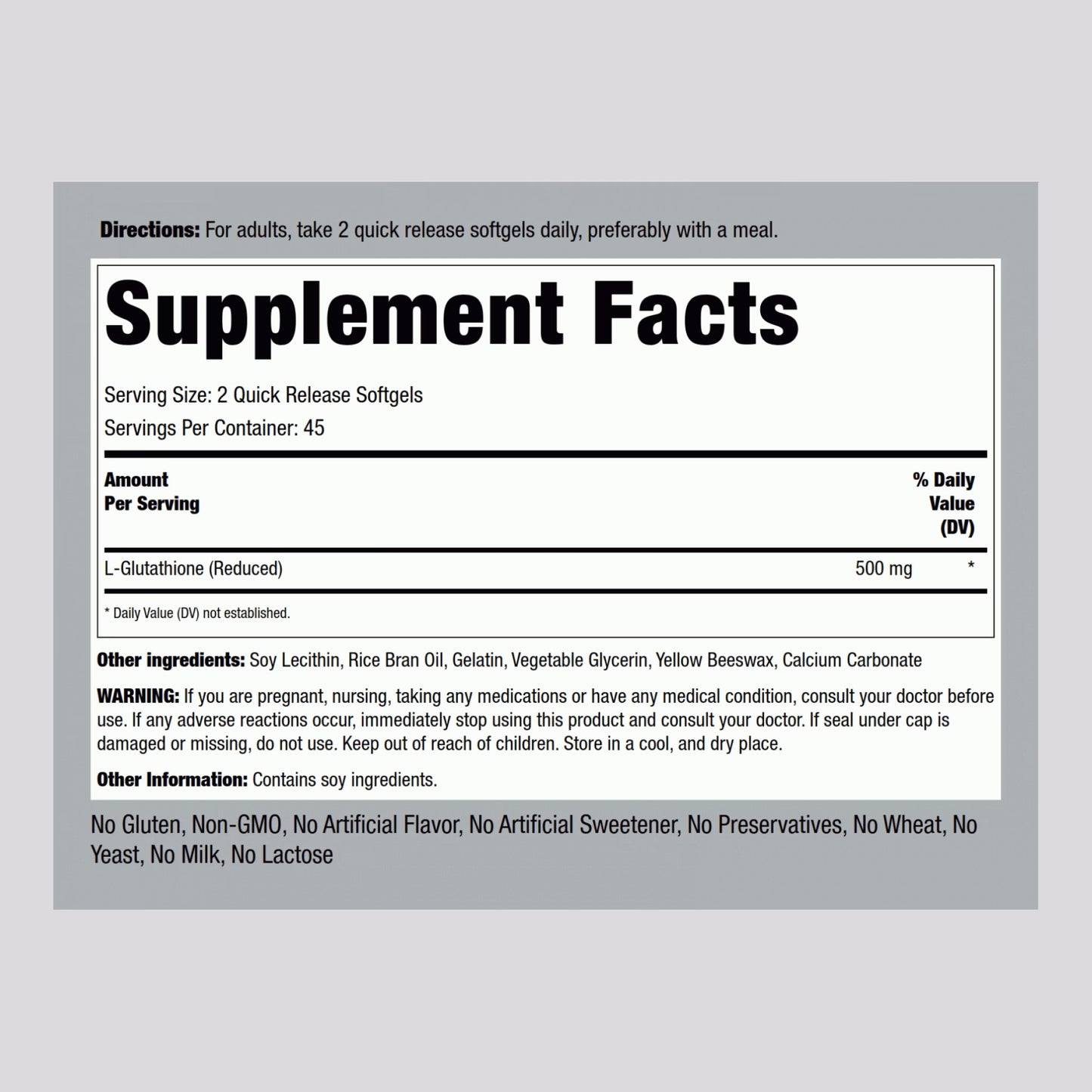 Liposomal L-Glutathione (Reduced), 500 mg (per serving), 90 Quick Release Softgels