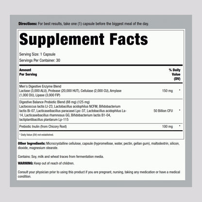 Men’s Probiotic 50 Billion, 30 Vegetarian Capsules