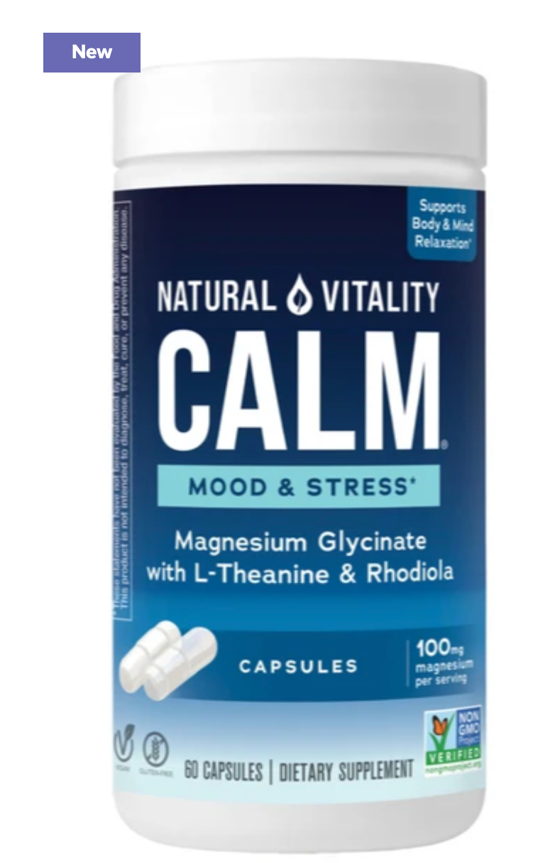 NATURAL VITALITY MOOD & STRESS CALM Anti Anxiety, Stress Relief, Mood Boosting with Magnesium Glycinate