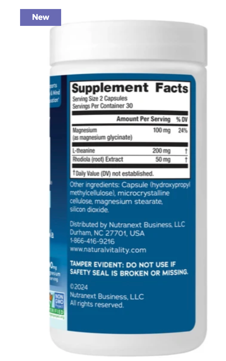 NATURAL VITALITY MOOD & STRESS CALM Anti Anxiety, Stress Relief, Mood Boosting with Magnesium Glycinate