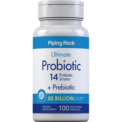 Probiotic 14 Strains 50 Billion Organisms plus Prebiotic, 100 Vegetarian Capsules